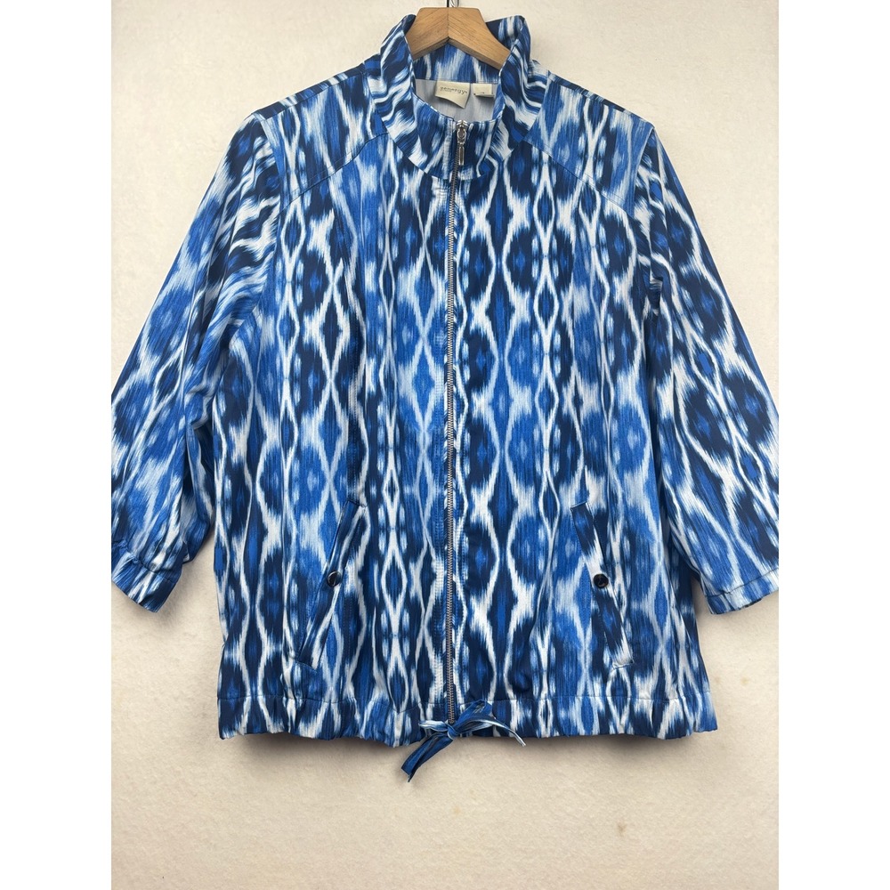 Zenergy by Chicos Windbreaker Womens 3 XL Ikat Full Zip Jacket